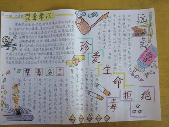 拒绝毒品珍爱生命禁毒手抄报我禁毒我倡导开展禁毒主题班会三合街道