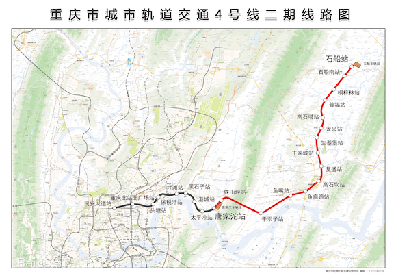 2021年重庆全面开工的重庆轨道4号线二期线路长约32