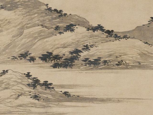 元盛懋秋江待渡图
