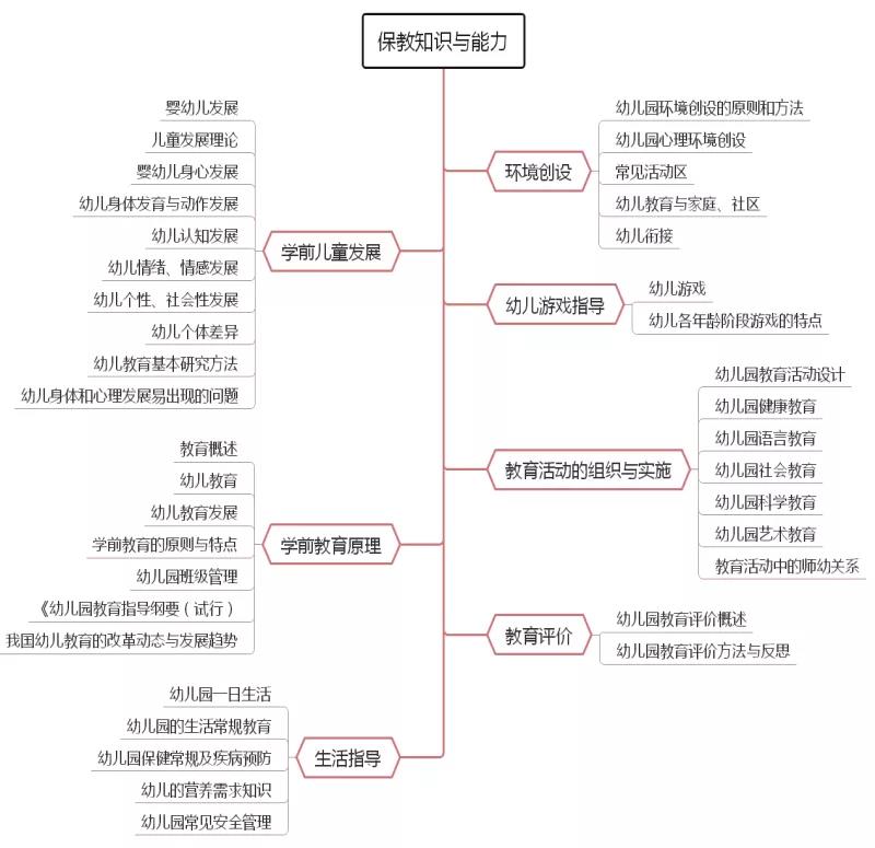 思鸿教育幼儿园保教知识与能力思维导图