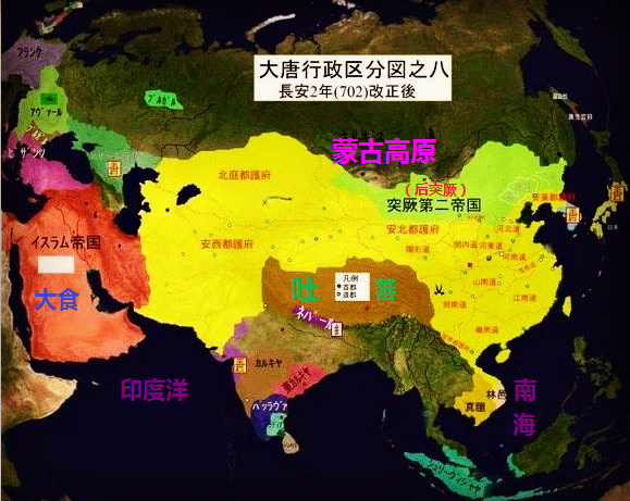 日本人画的盛唐疆域图,最大时约1950万平方公里,远超当代中国版图