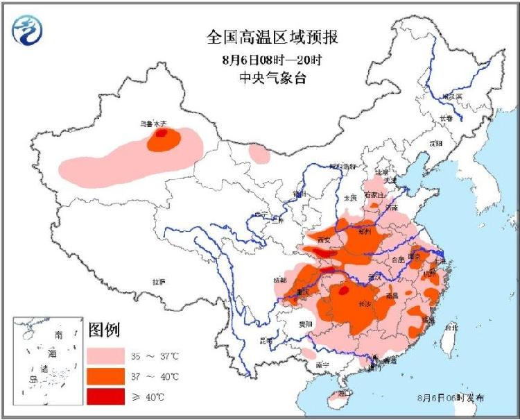 高温黄色预警持续：陕西河南等局地可越过40℃