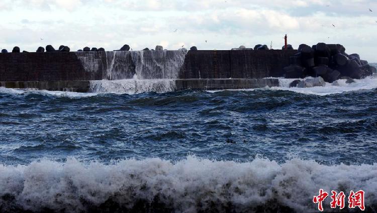 海浪冲击着岩手县田野畑村的海啸墙。.png
