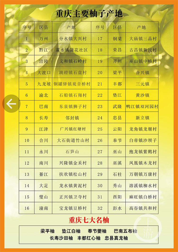 重庆柚子产地一览表（市地理地图书店供图）.png