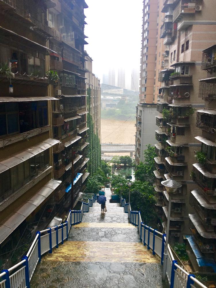 步道 洪崖洞 重庆|跟着轨道去打探 下雨天游缆车步道 意外收获“小清新”