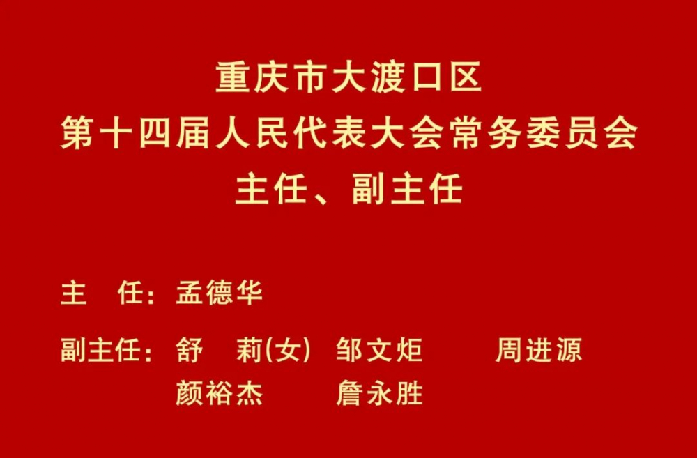 孟德华当选大渡口区人大常委会主任张国智当选区长