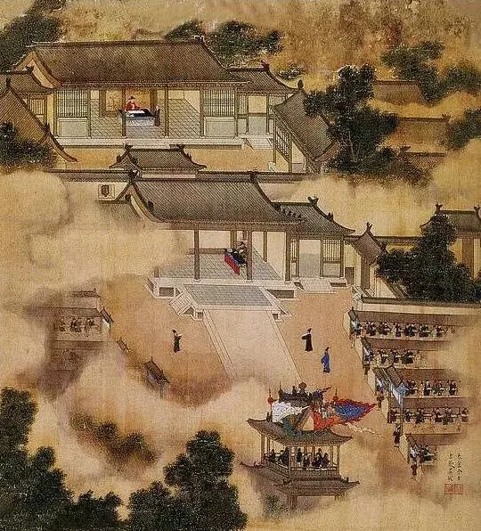 上图_ 万历二年(1574)，画中表现了明代贡院举行考试的情景